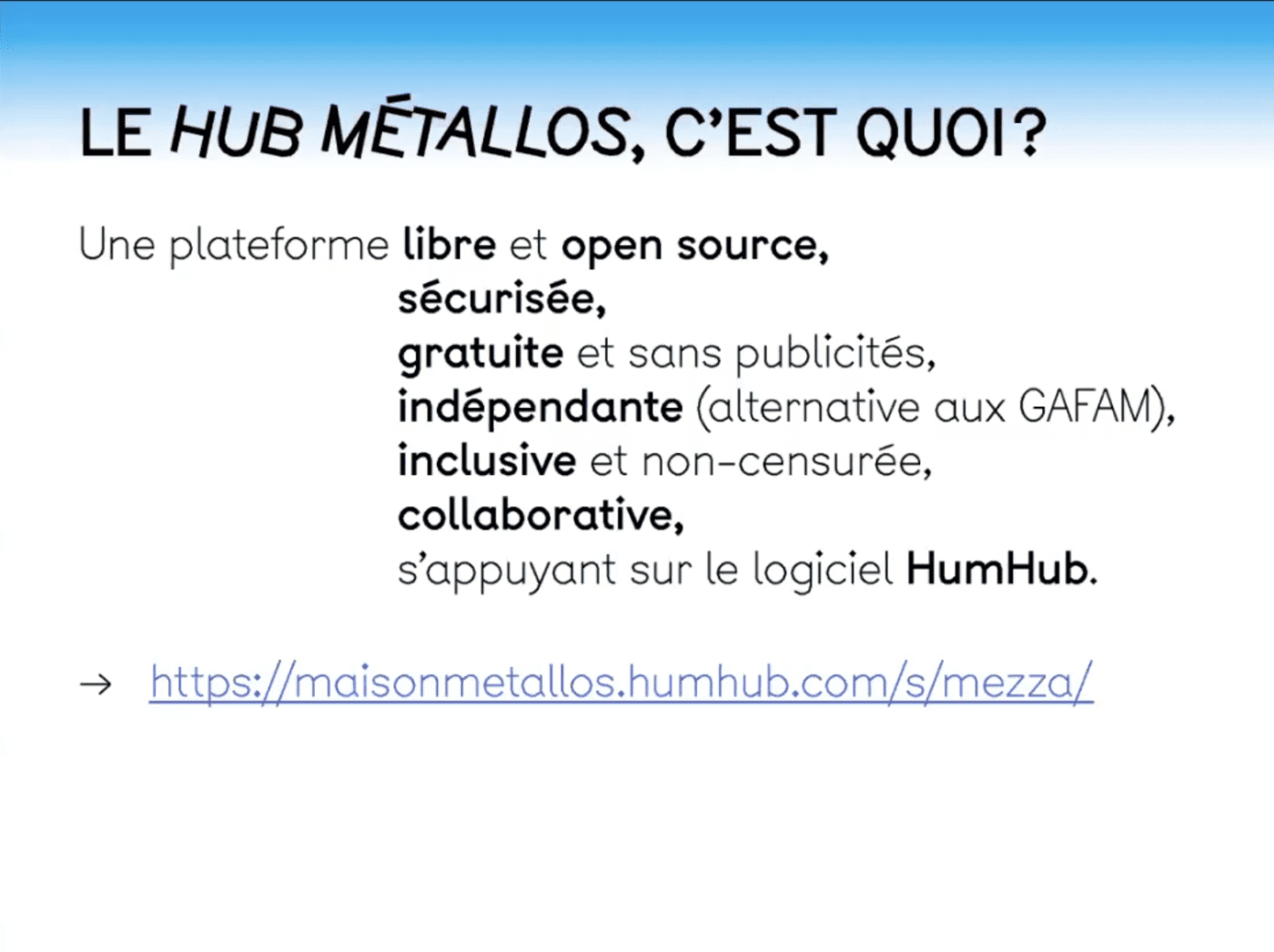 Restitution Café TMNlab : le Hub Métallos